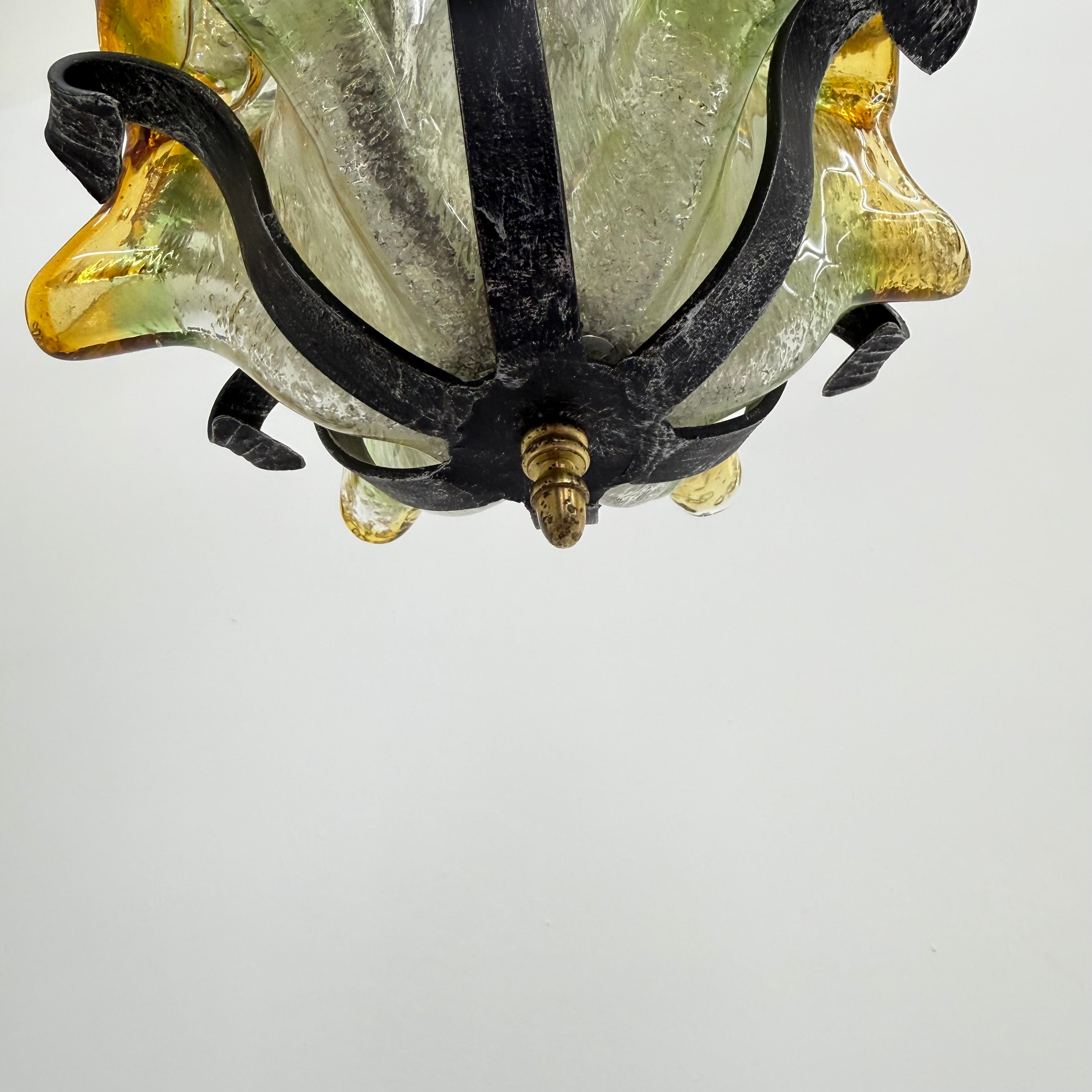 Brutalist_Glass_and_Iron_Pendant_Lamp,_1970s