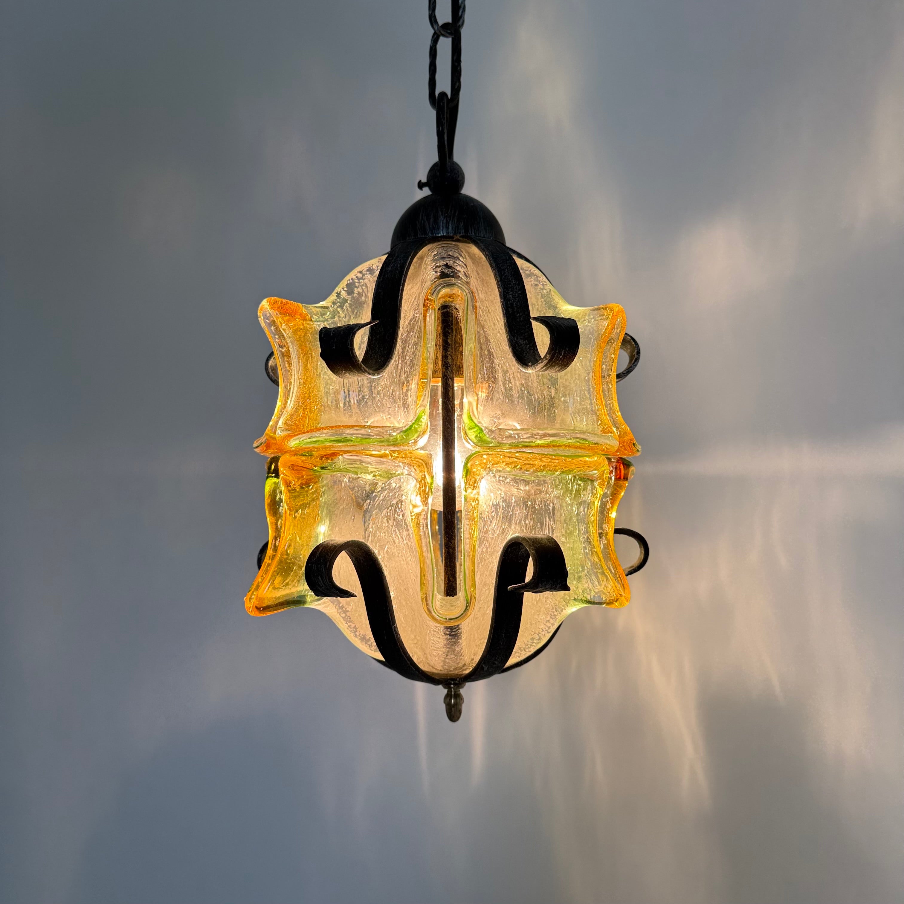 Brutalist_Glass_and_Iron_Pendant_Lamp,_1970s