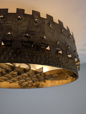 1940s_Brutalist_Flush_Mount_Ceiling_Lamp_in_Hammered_Gilt_Wrought_Iron