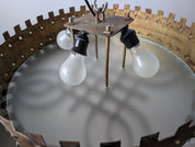 1940s_Brutalist_Flush_Mount_Ceiling_Lamp_in_Hammered_Gilt_Wrought_Iron