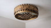 1940s_Brutalist_Flush_Mount_Ceiling_Lamp_in_Hammered_Gilt_Wrought_Iron