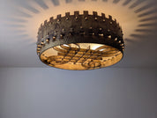 1940s_Brutalist_Flush_Mount_Ceiling_Lamp_in_Hammered_Gilt_Wrought_Iron