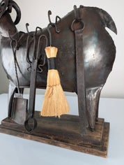 Zoomorphic_Ram_Fireplace_Tool_Set_in_Hand-Forged_Iron,_20th_Century