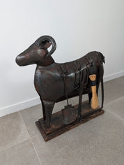 Zoomorphic_Ram_Fireplace_Tool_Set_in_Hand-Forged_Iron,_20th_Century