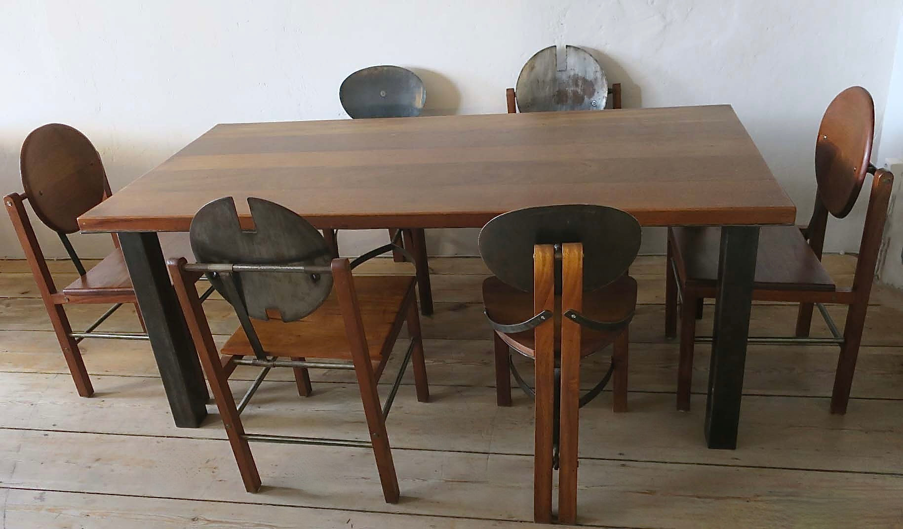 Set_of_6_Rare_Brutalist_Dining_Chairs_in_Teak_and_Patinated_Steel_Mid_Century_Modern