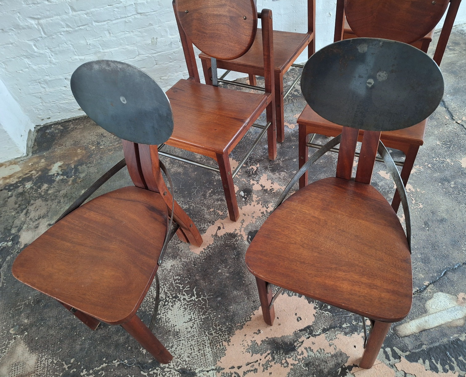 Set_of_6_Rare_Brutalist_Dining_Chairs_in_Teak_and_Patinated_Steel_Mid_Century_Modern