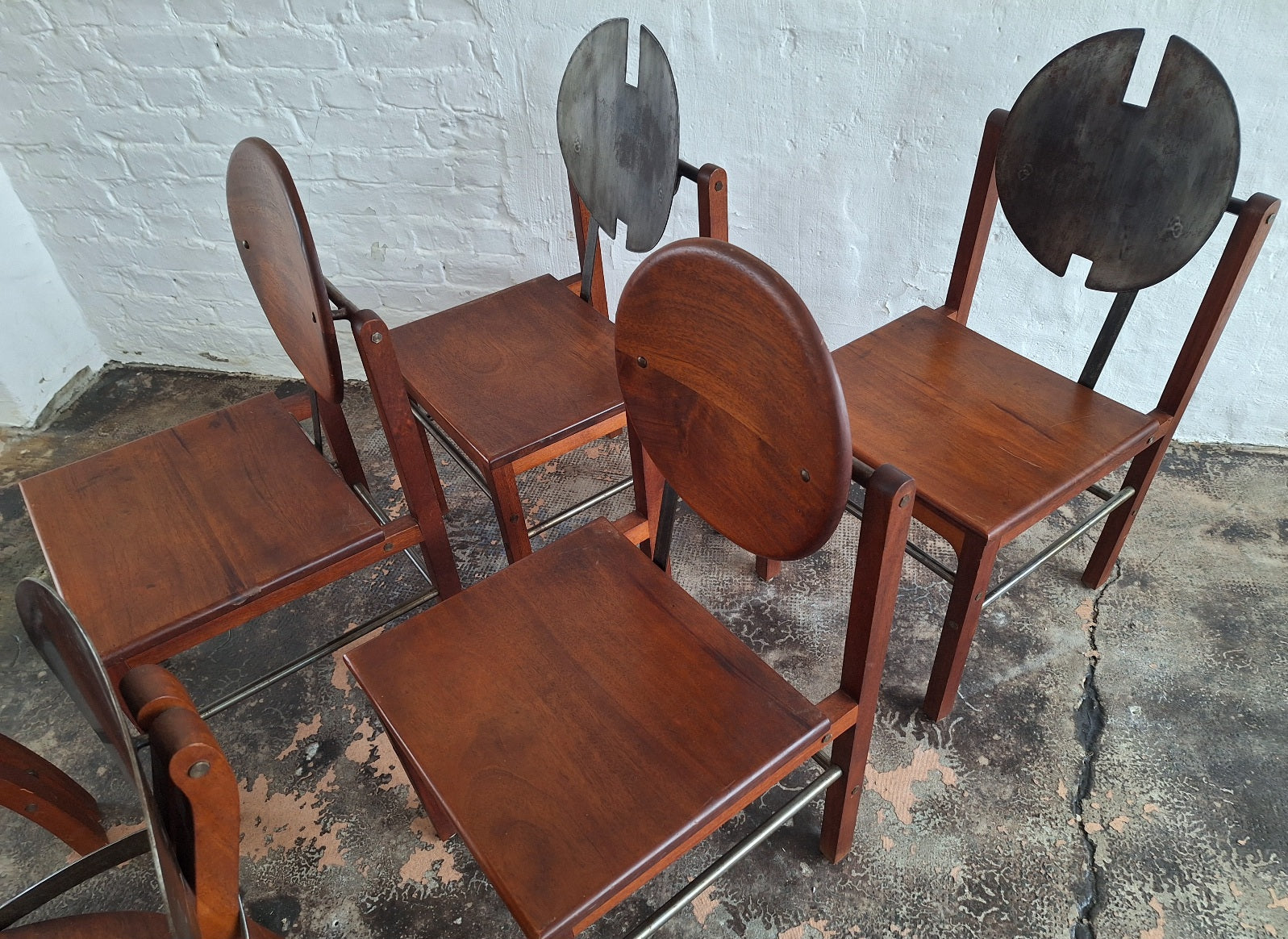 Set_of_6_Rare_Brutalist_Dining_Chairs_in_Teak_and_Patinated_Steel_Mid_Century_Modern