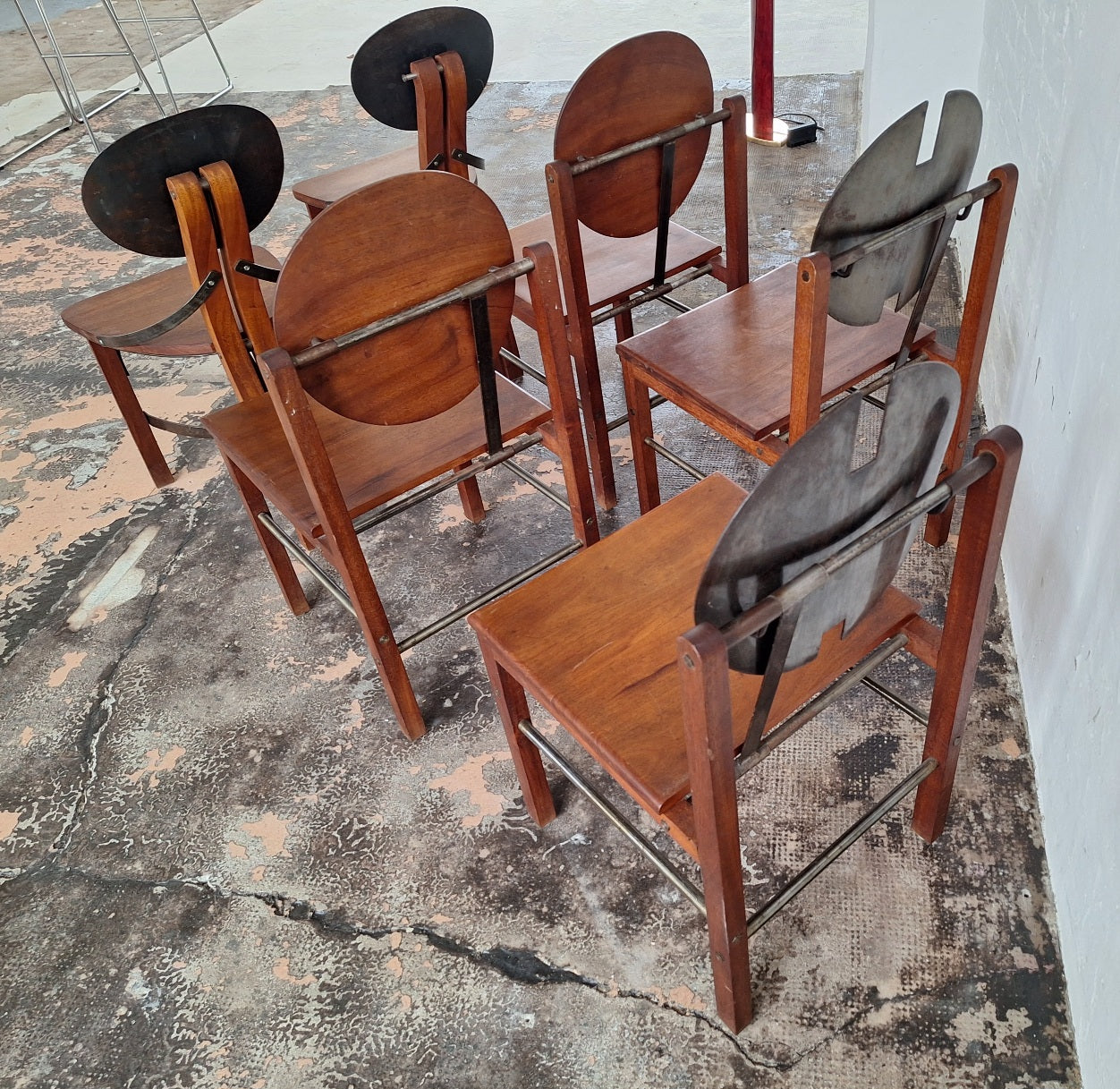 Set_of_6_Rare_Brutalist_Dining_Chairs_in_Teak_and_Patinated_Steel_Mid_Century_Modern