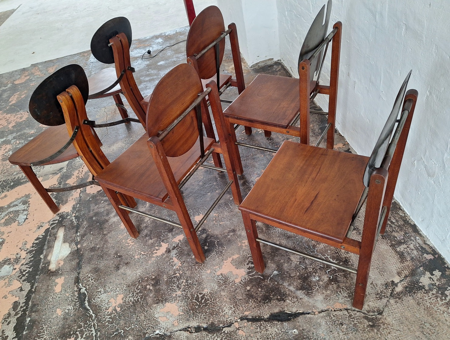 Set_of_6_Rare_Brutalist_Dining_Chairs_in_Teak_and_Patinated_Steel_Mid_Century_Modern