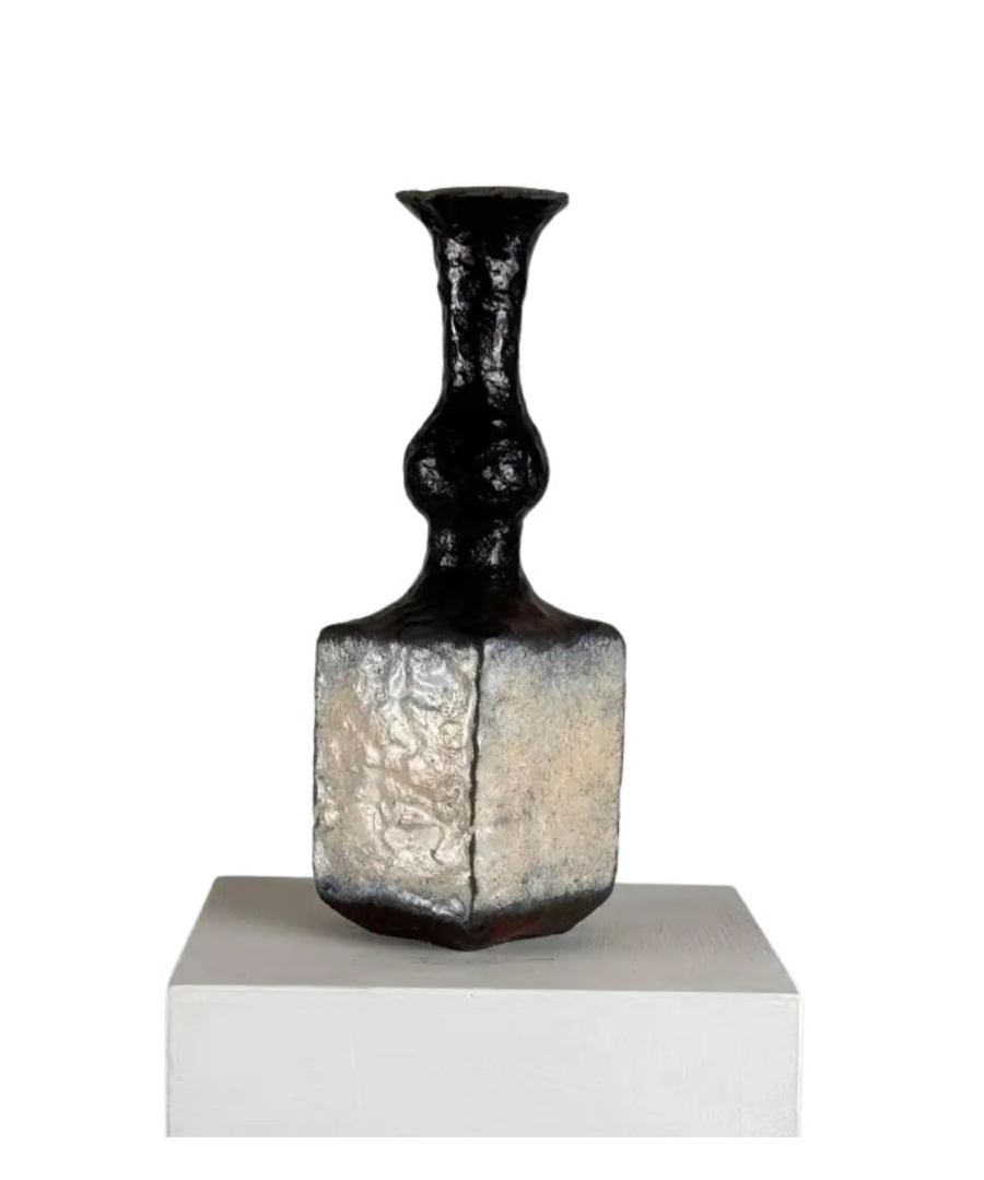 Brutalist_Single-Stem_Raku_Ceramic_Vase,_1970s