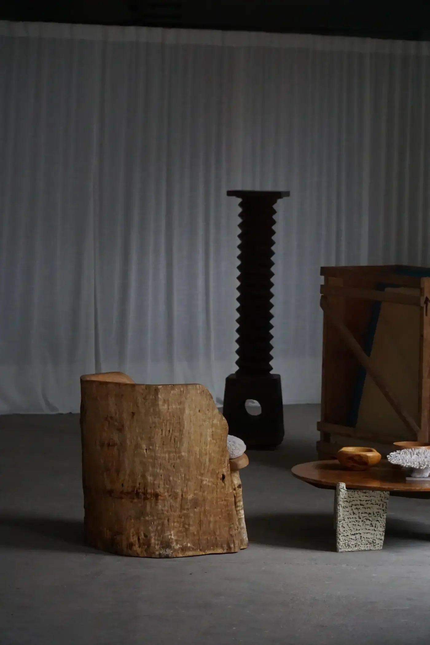 Brutalist_‘Stump’_Chair_in_Lambswool