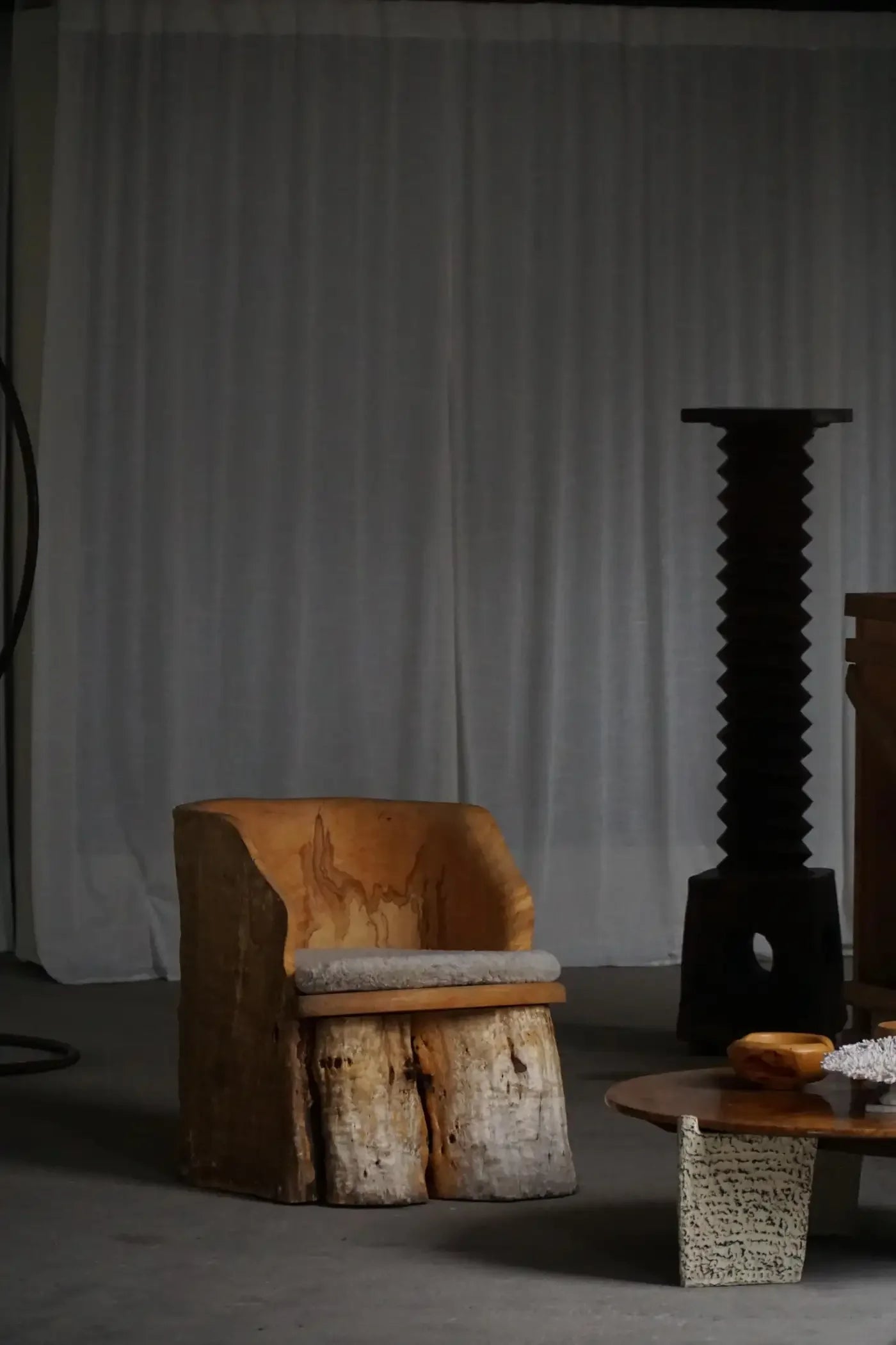 Brutalist_‘Stump’_Chair_in_Lambswool