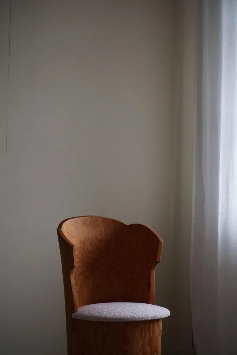 Brutalist_Stump_Chair_in_Solid_Pine_&_Bouclé,_Swedish_Mid_Century_Modern,_1970s