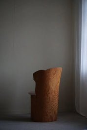 Brutalist_Stump_Chair_in_Solid_Pine_&_Bouclé,_Swedish_Mid_Century_Modern,_1970s