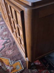 Large_French_Brutalist_Walnut_Sideboard_with_Carved_Panels,_1940s,_Charles_Dudouyt_Style
