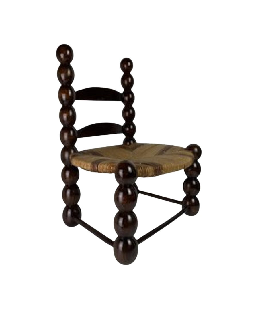 Brutalist_Wood_Turned_Bobbin_Low_Rush_Chair_from_Charles_Dudouyt,_France,_1950s