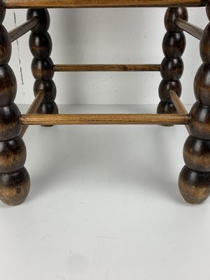 Brutalist_Wood_Turned_Bobbin_Rush_Stool_by_Charles_Dudouyt,_1950s