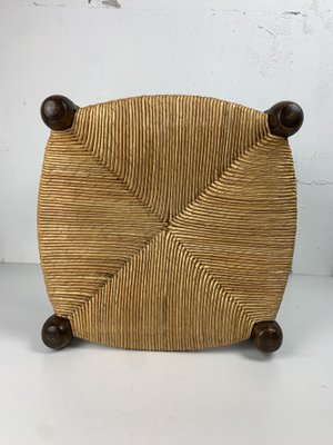 Brutalist_Wood_Turned_Bobbin_Rush_Stool_by_Charles_Dudouyt,_1950s