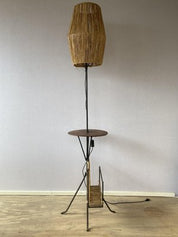 Brutalist_Wrought_Iron_Floor_Lamp_with_Magazine_Holder,_1950s,_Europe