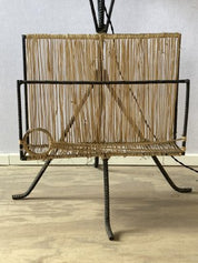 Brutalist_Wrought_Iron_Floor_Lamp_with_Magazine_Holder,_1950s,_Europe