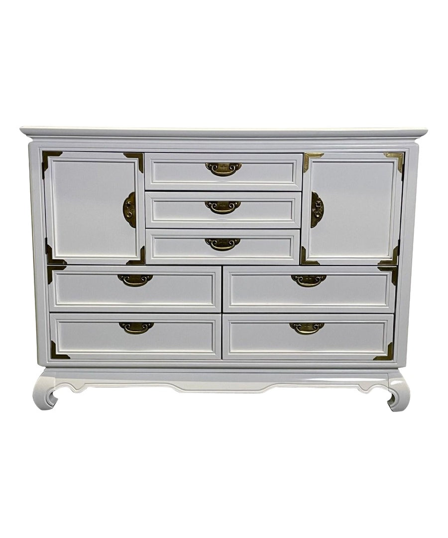 Campaign_Style_Chest_Cabinet_White_Lacquered_Wood_1970s_USA