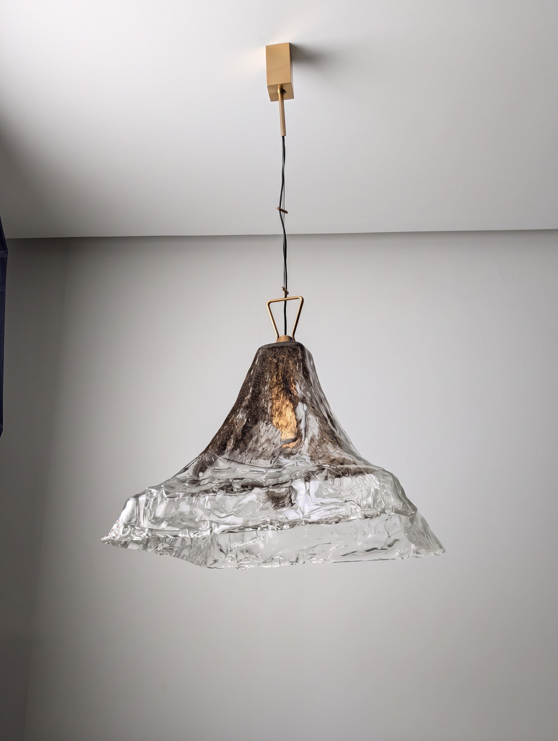 1970s_Murano_Glass_Pendant_Lamp_by_Carlo_Nason_for_A.V._Mazzega,_Amber_and_Clear_Textured_Glass,_Italian_Design