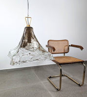 1970s_Murano_Glass_Pendant_Lamp_by_Carlo_Nason_for_A.V._Mazzega,_Amber_and_Clear_Textured_Glass,_Italian_Design