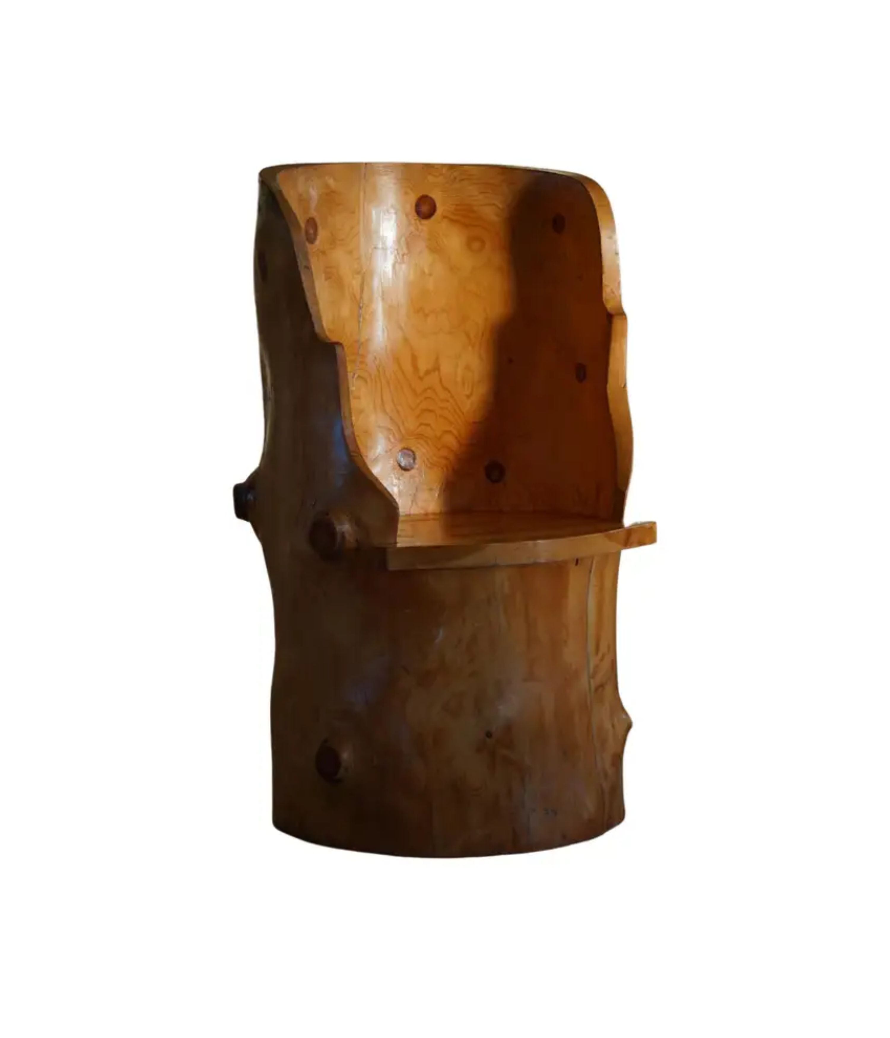 Carved_Wabi_Sabi_Stump_Chair_in_Solid_Pine,_Sweden,_1960s