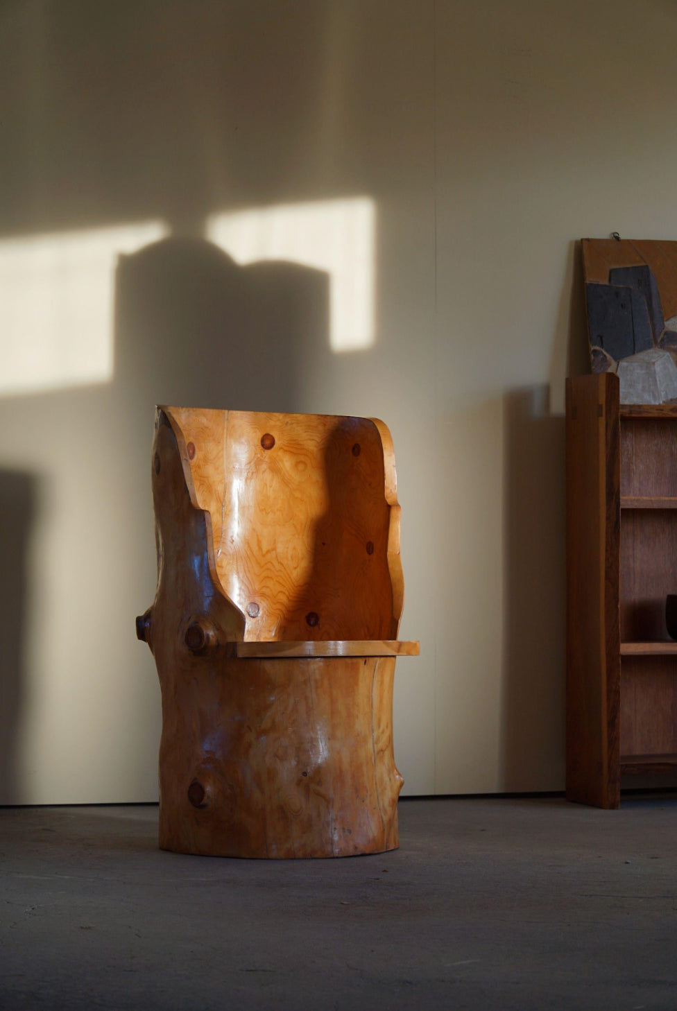 Carved_Wabi_Sabi_Stump_Chair_in_Solid_Pine,_Sweden,_1960s