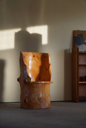 Carved_Wabi_Sabi_Stump_Chair_in_Solid_Pine,_Sweden,_1960s