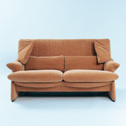 Vico_Magistretti_Portovenere_2_Seater_Sofa_for_Cassina,_Salmon_Peach_Upholstery,_Italy,_1980s