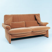 Vico_Magistretti_Portovenere_2_Seater_Sofa_for_Cassina,_Salmon_Peach_Upholstery,_Italy,_1980s