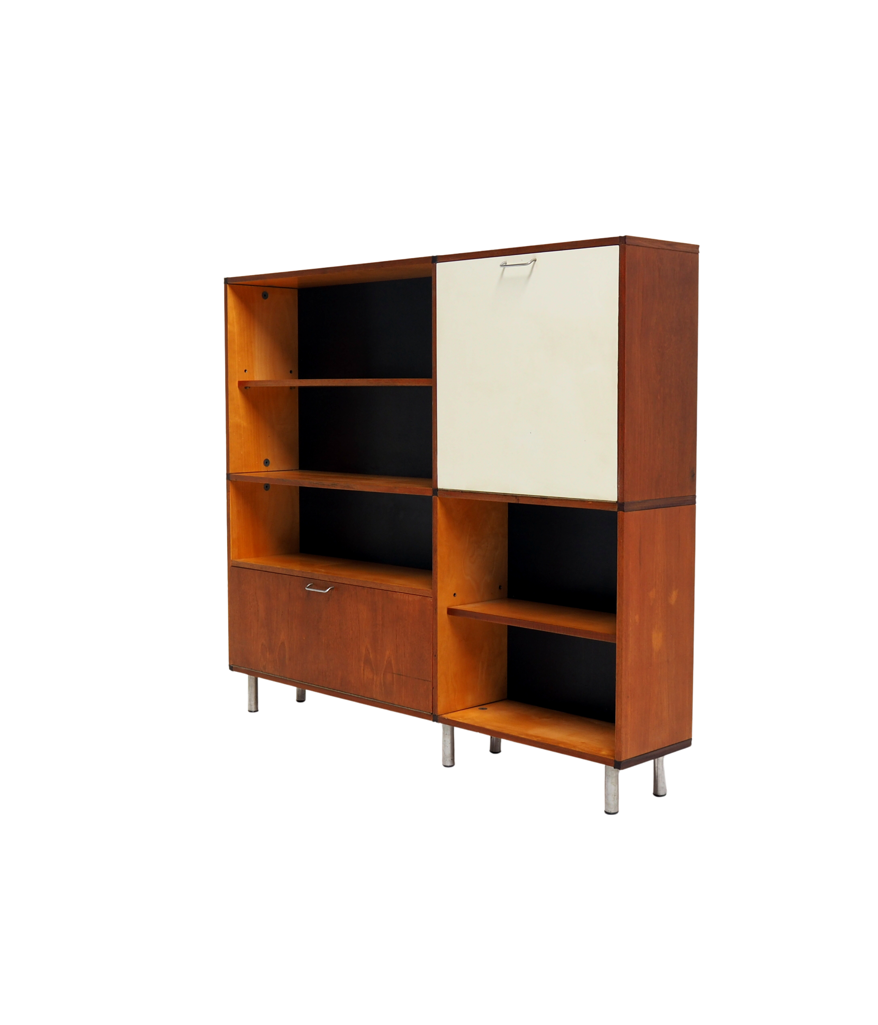 Cees_Braakman_Made_to_Measure_Cabinet_for_Pastoe_in_Teak_with_Black_and_Off-White_Details,_Netherlands,_Mid-Century_Modern
