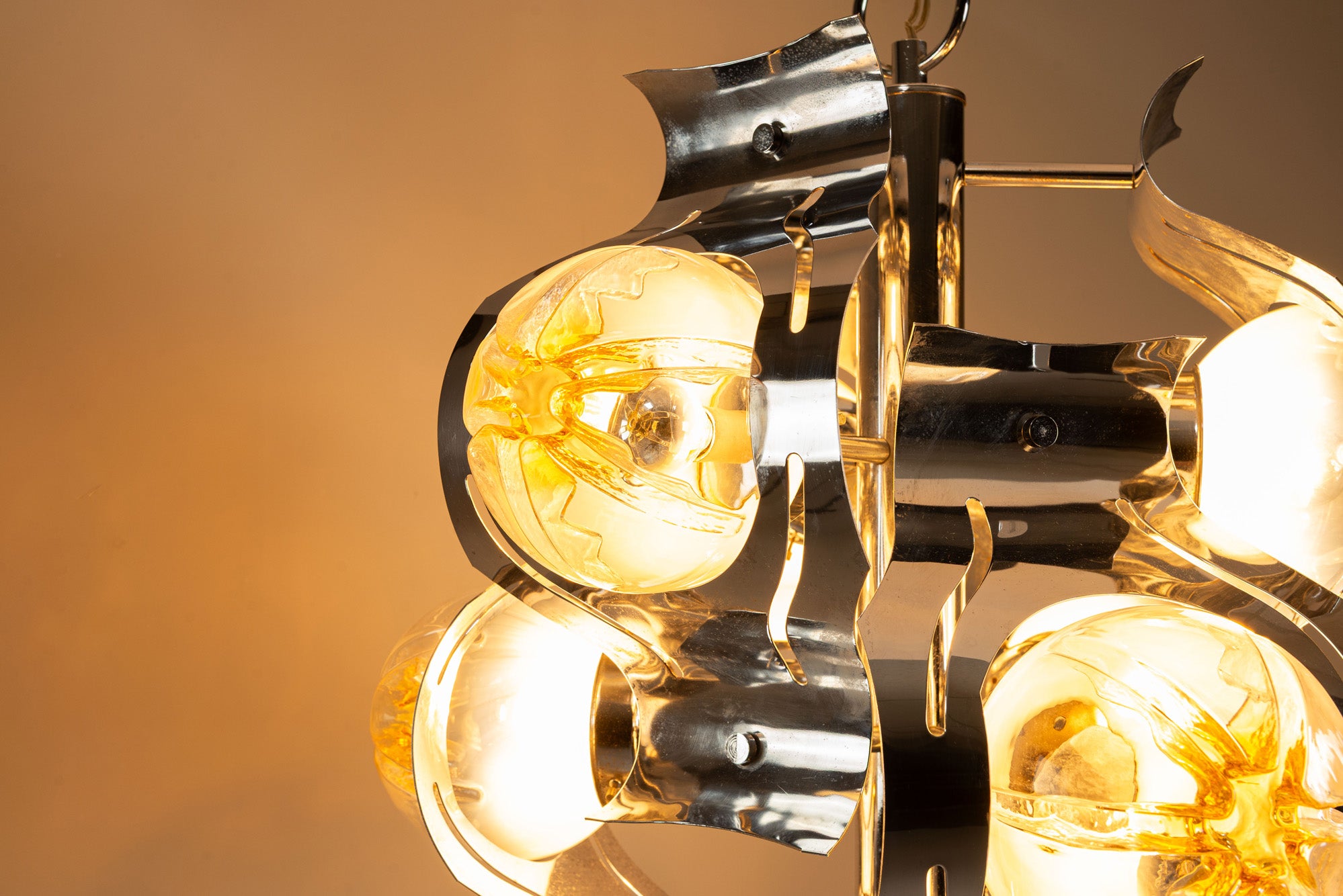 Chrome_and_Glass_Ceiling_Lamp_Attributed_to_Mazzega,_1970s,_Italy