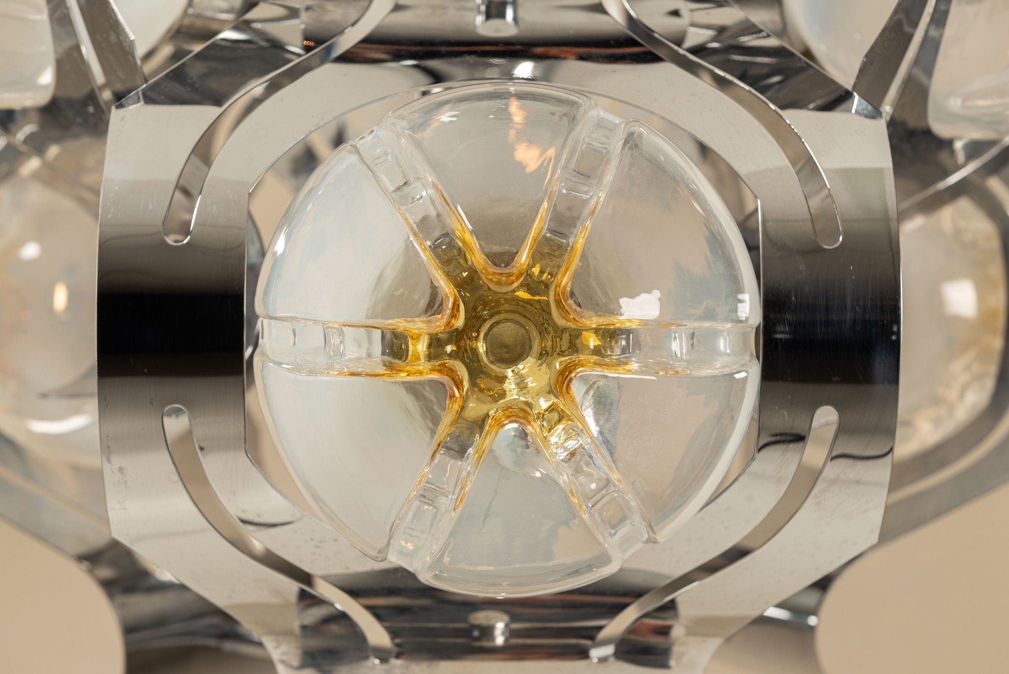 Chrome_and_Glass_Ceiling_Lamp_Attributed_to_Mazzega,_1970s,_Italy