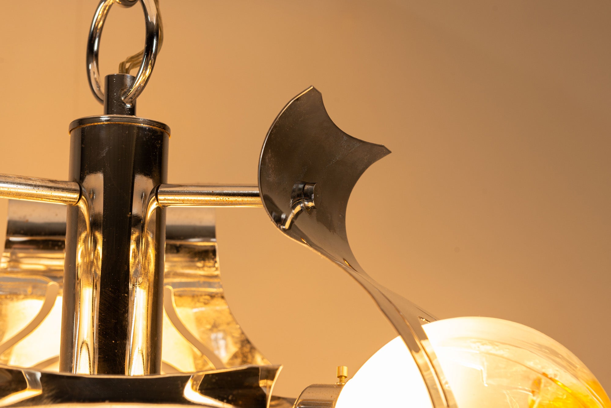 Chrome_and_Glass_Ceiling_Lamp_Attributed_to_Mazzega,_1970s,_Italy