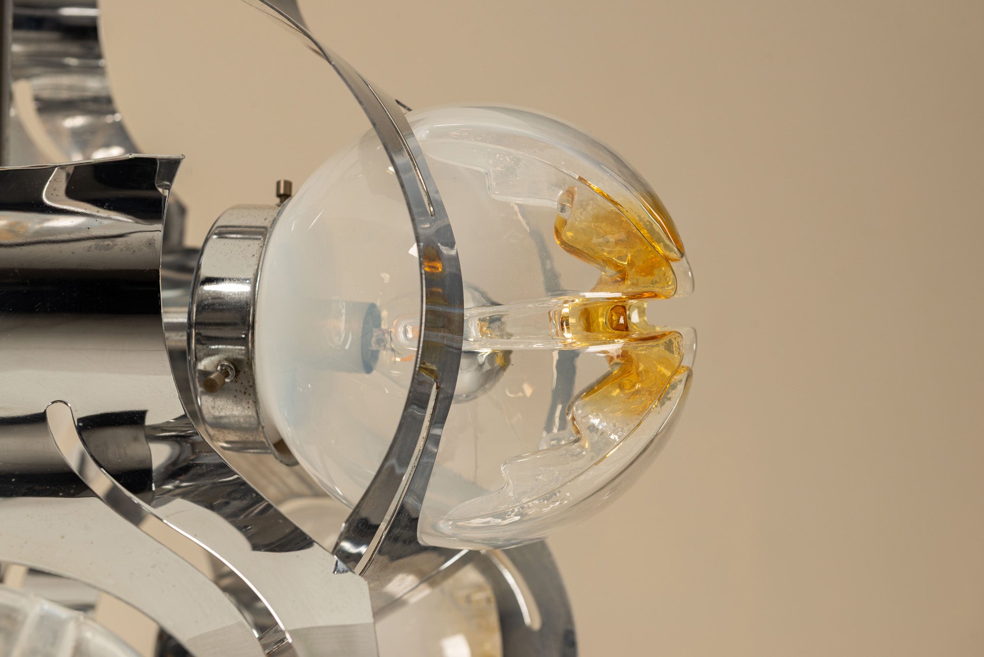 Chrome_and_Glass_Ceiling_Lamp_Attributed_to_Mazzega,_1970s,_Italy