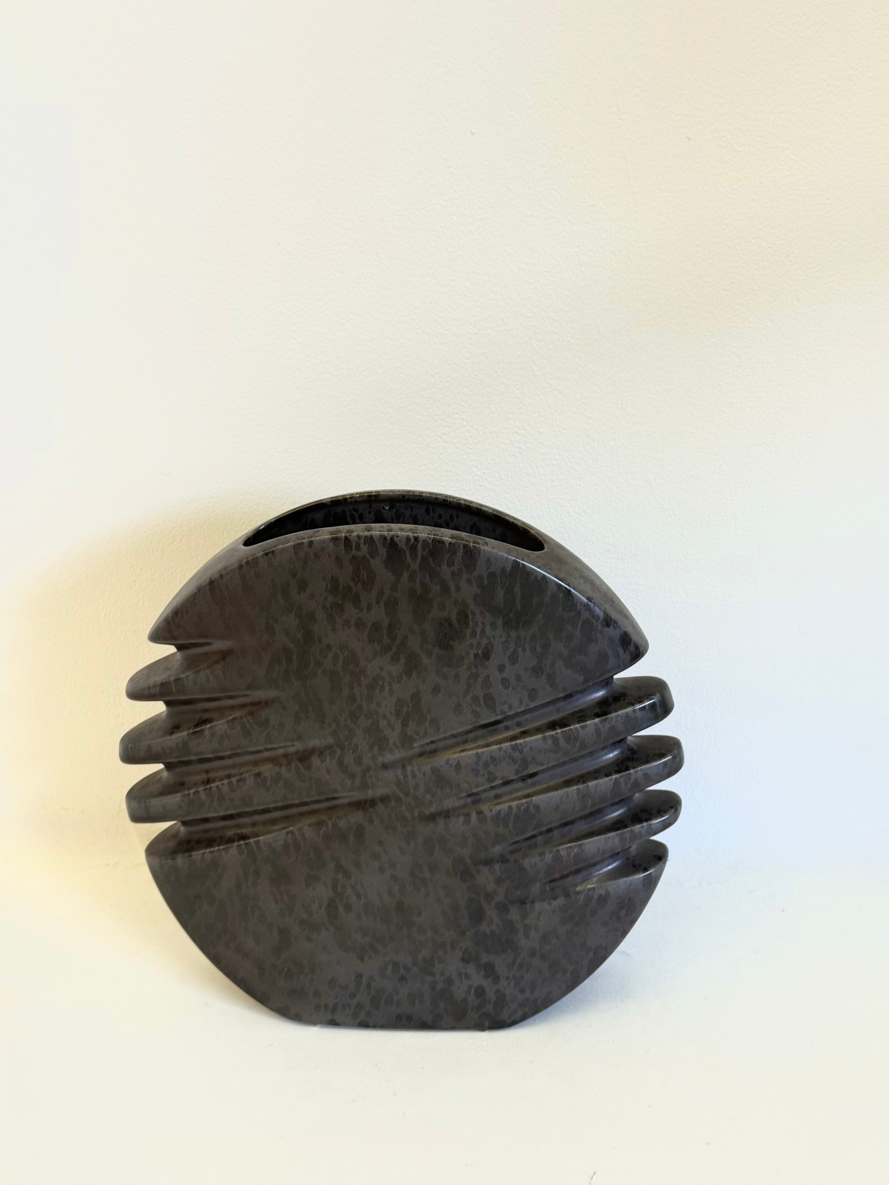 1972_Nereo_Boaretto_Sculptural_Dark_Grey_Ceramic_Vase,_Padua,_Italy