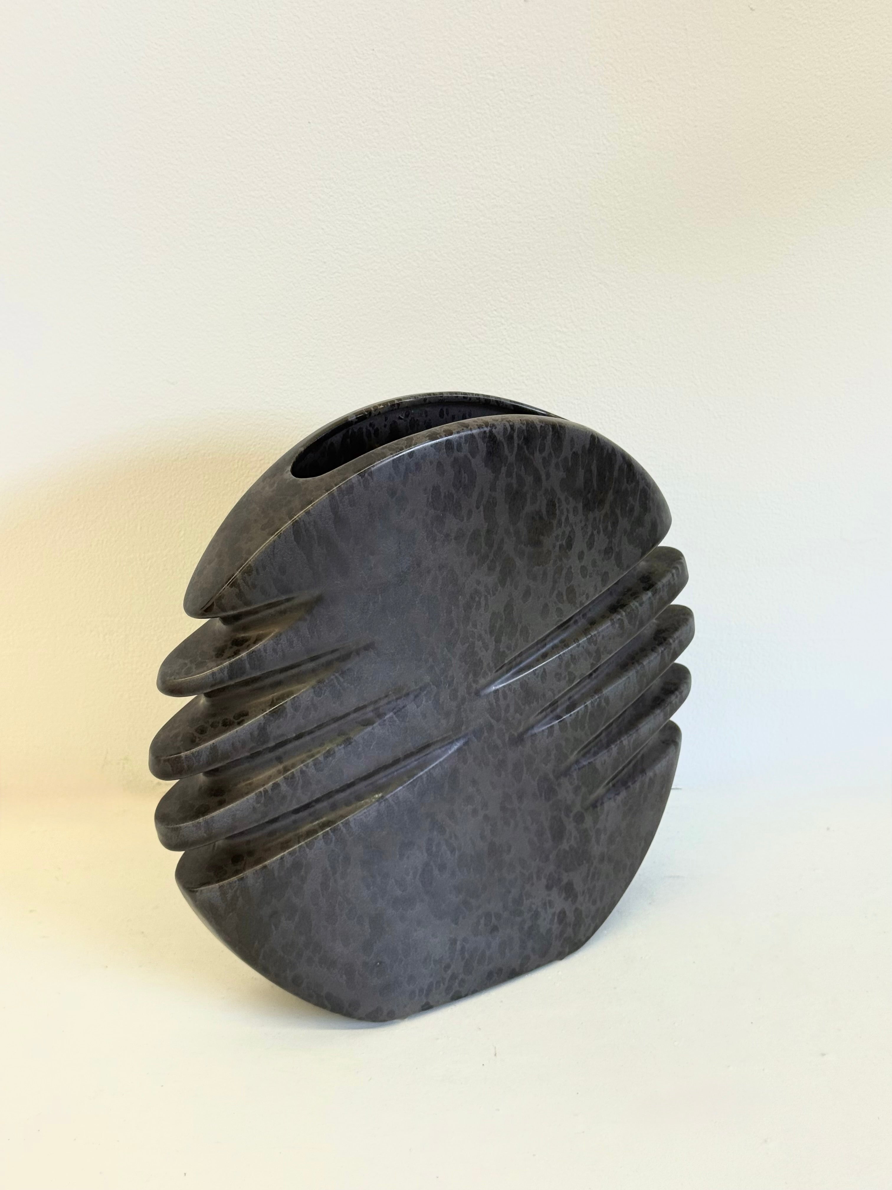 1972_Nereo_Boaretto_Sculptural_Dark_Grey_Ceramic_Vase,_Padua,_Italy