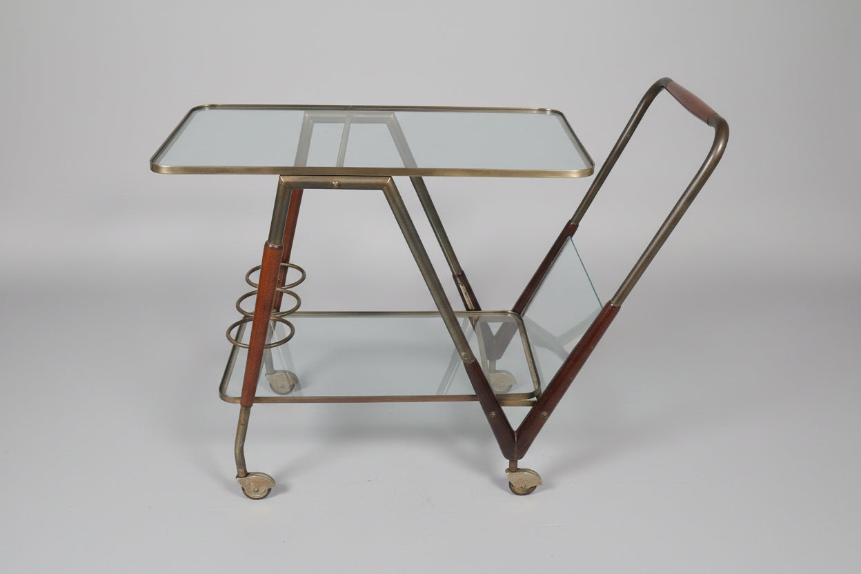 Cesare_Lacca_Drinks_Trolley_for_Cassina_in_Brass,_Mahogany_and_Glass,_Italy_1950s