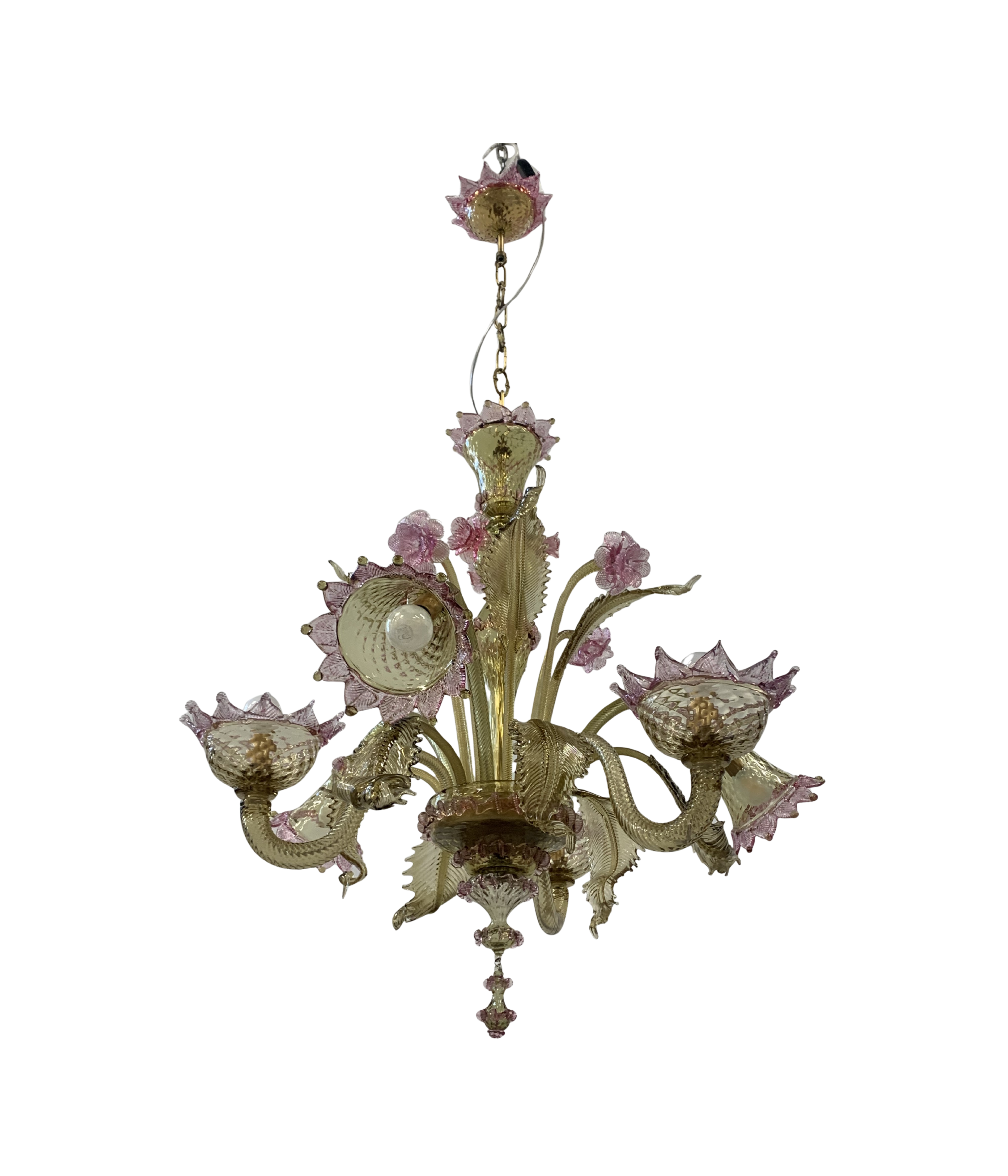 Cesare_Toso_Attributed_Murano_Glass_6_Light_Floral_Chandelier,_Italy