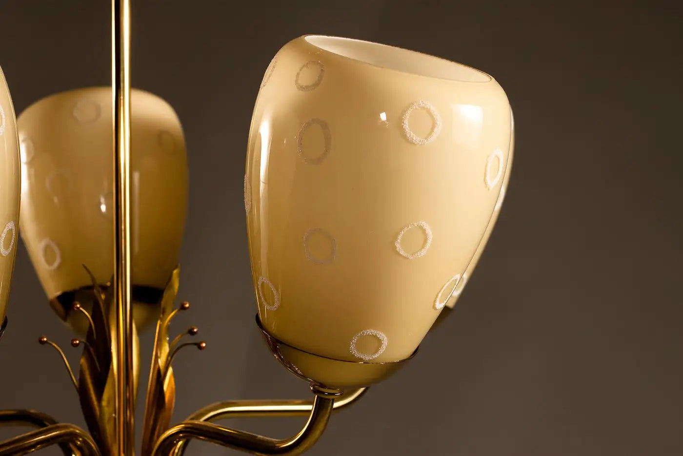 Chandelier_Mauri_Almari_Brass_Hand-Painted_Glass_Idman_Oy_1950s_Finland