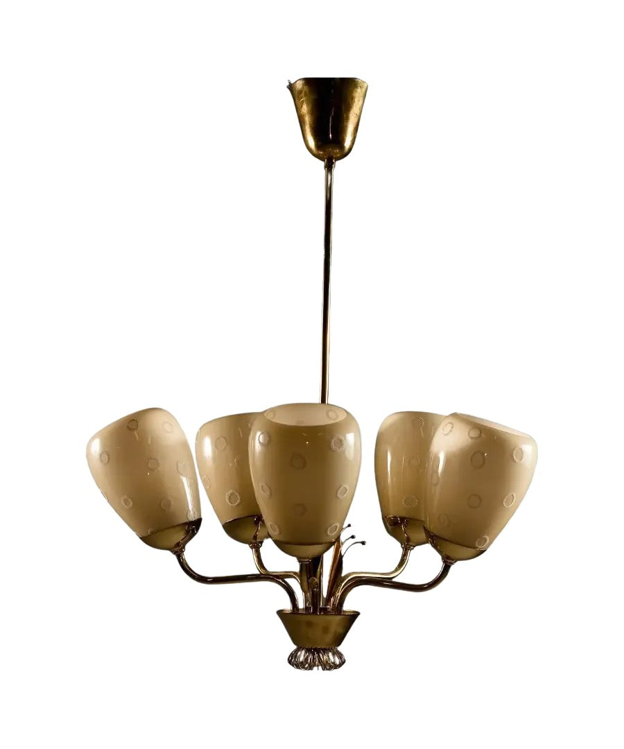 Chandelier_Mauri_Almari_Brass_Hand-Painted_Glass_Idman_Oy_1950s_Finland