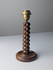 Charles_Dudouyt_Style_Oak_Table_Lamp_with_Parchment_Shade,_France_1950s