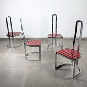 Set_of_4_Italian_Chrome_and_Red_Lacquered_Dining_Chairs,_Postmodern_Design