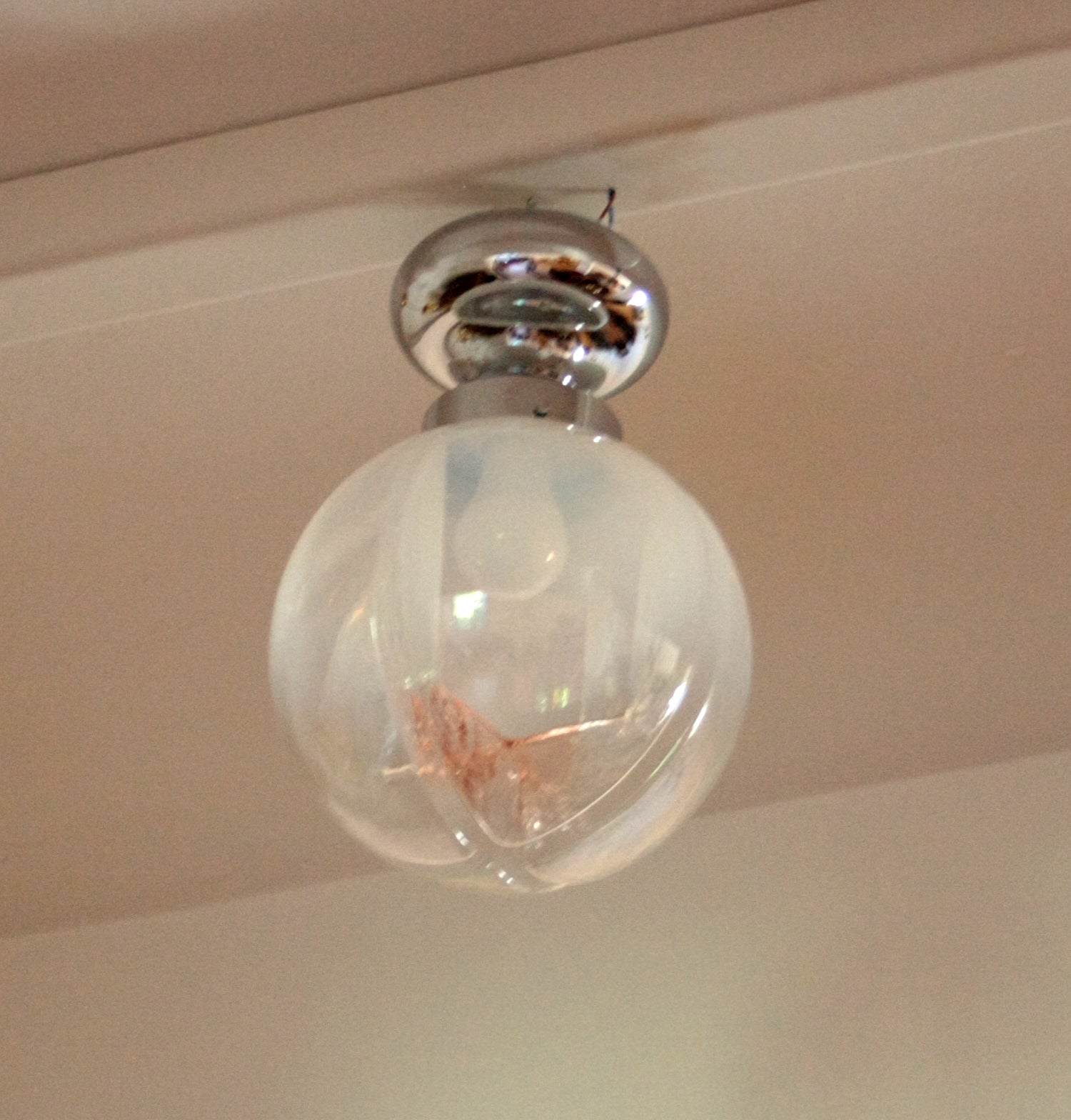 Chromed_ceiling_lamp,_blown_Murano_glass,_Italy,_1960s