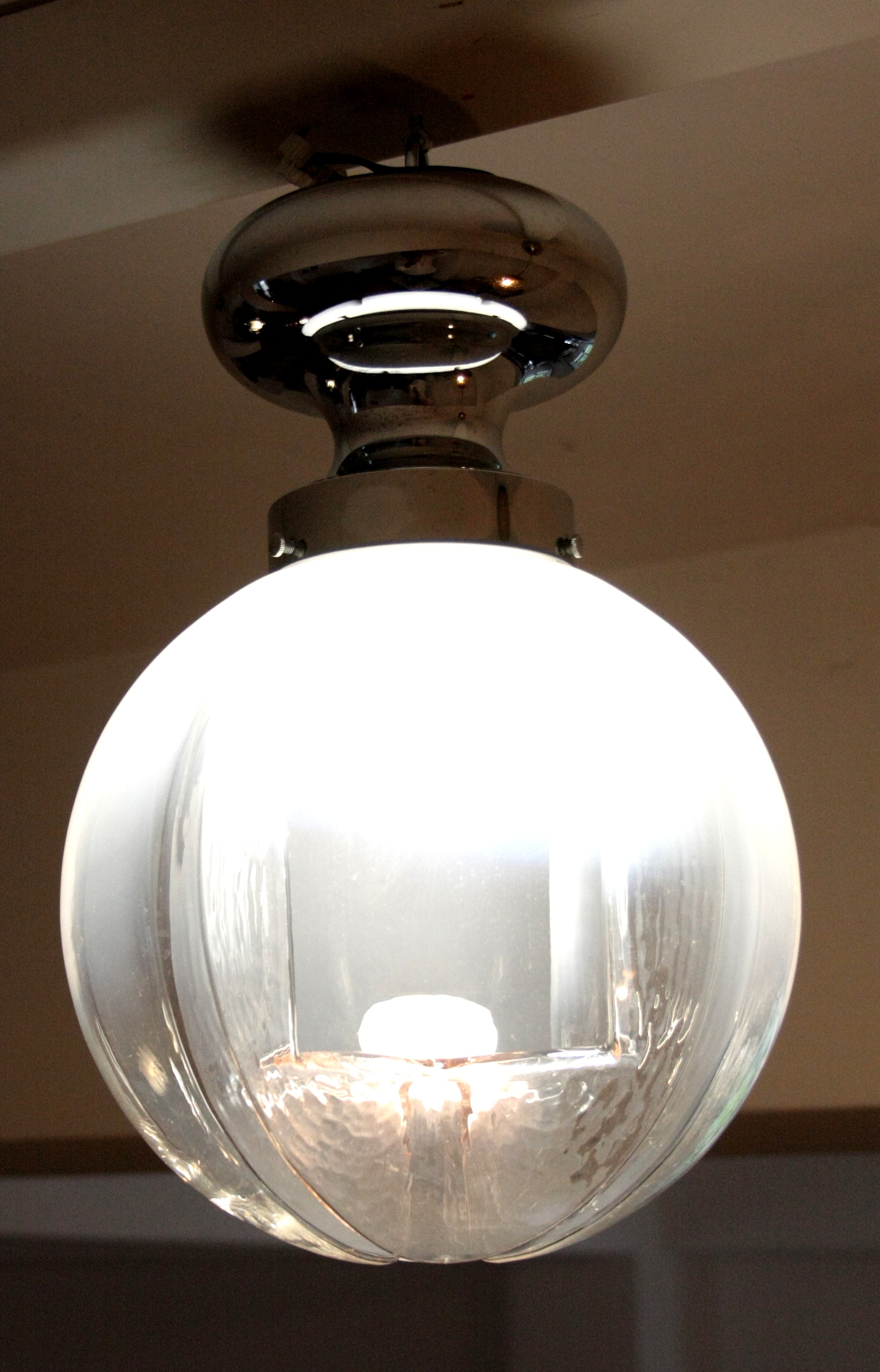 Chromed_ceiling_lamp,_blown_Murano_glass,_Italy,_1960s