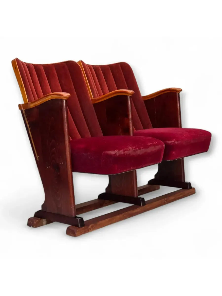 Set_of_2_Cinema_Armchairs,_Red_Velvet_&_Wood_Frame,_1950s_Denmark