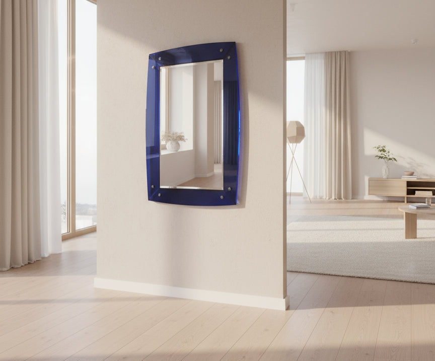 Cobalt_Blue_Crystal_Glass_Italian__Mid_Century__Rectangular_Mirror_by_Fontana_Arte.