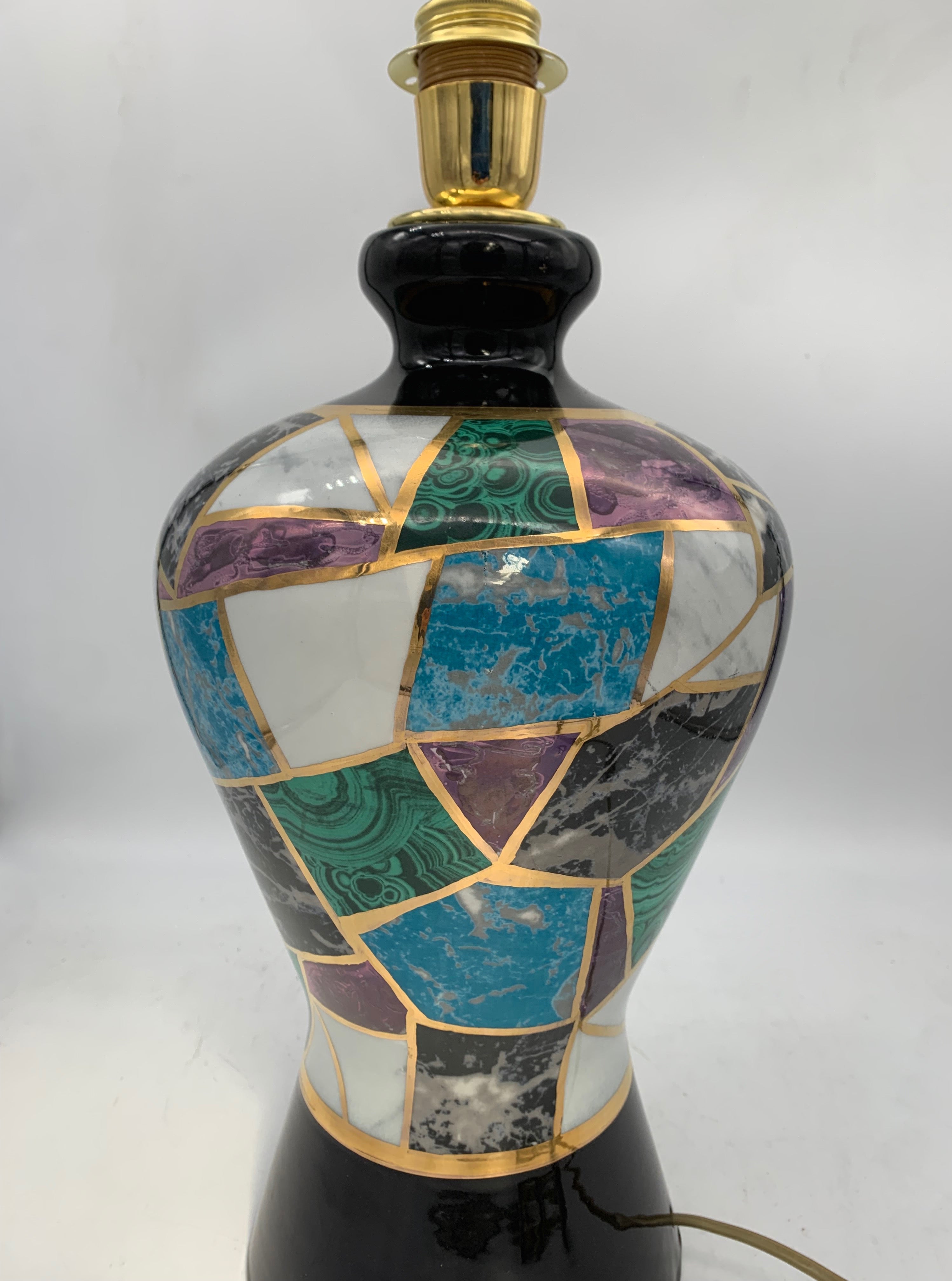 Boni_Ceramic_Table_Lamp,_Handcrafted_Glazed_Vase_Lamp,_Italian_Postmodern_Design,_1980s